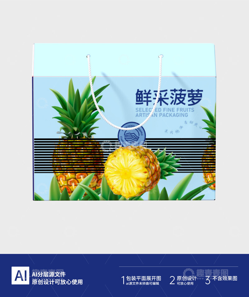 源文件下载【趣麦麦图】菠萝包装礼盒鲜果包装