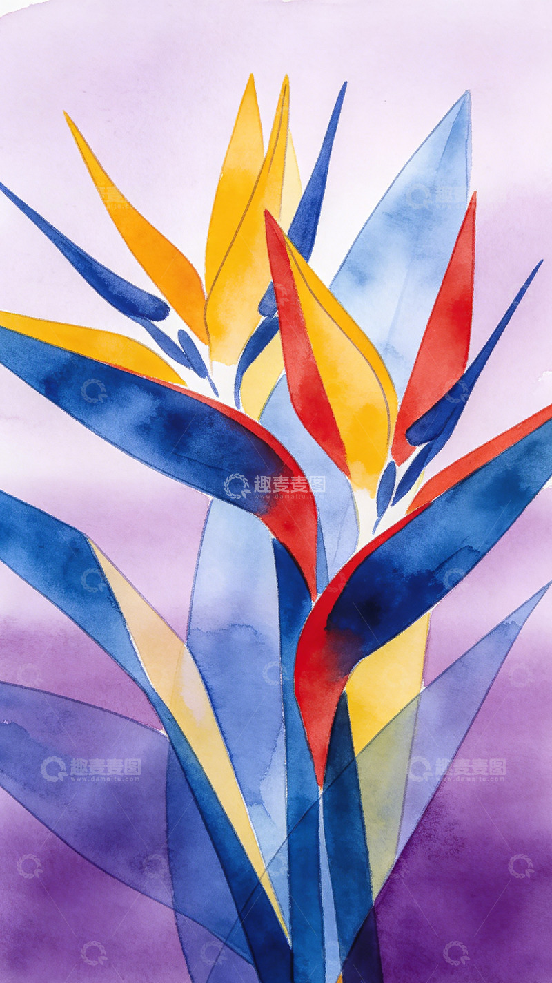 高清大图下载【趣麦麦图】水彩热带花卉植物装饰画