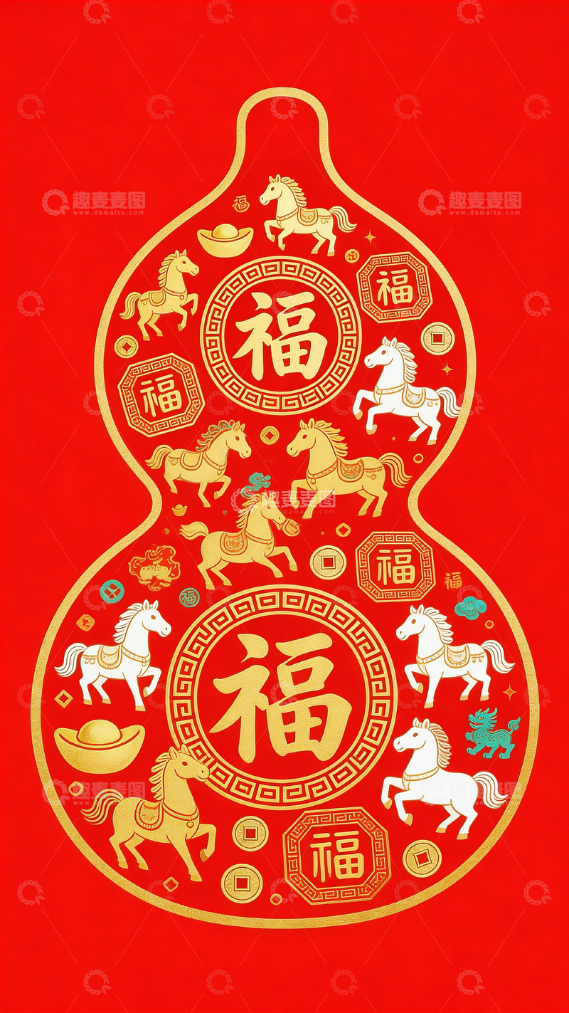 高清大图下载【趣麦麦图】福字葫芦喜庆装饰图案