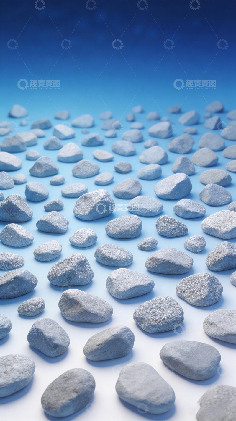高清大图下载【趣麦麦图】蓝调石滩摄影图片