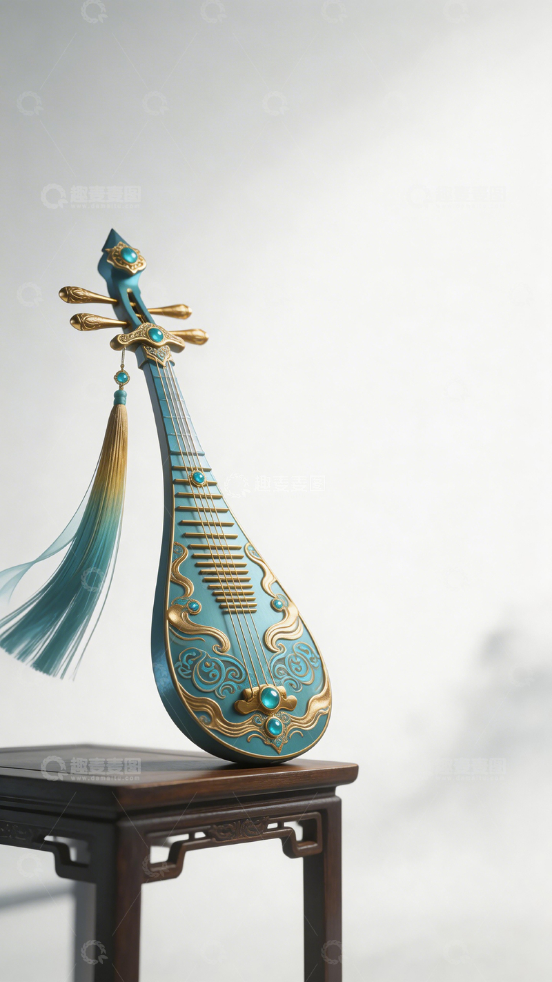 高清大图下载【趣麦麦图】古风琵琶摆件装饰艺术品