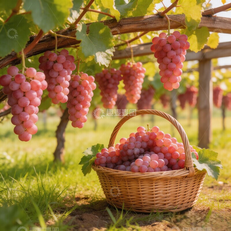 高清大图下载【趣麦麦图】葡萄园丰收采摘景象摄影图片