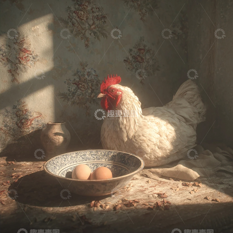 高清大图下载【趣麦麦图】陌上鸡鸣的静谧午后