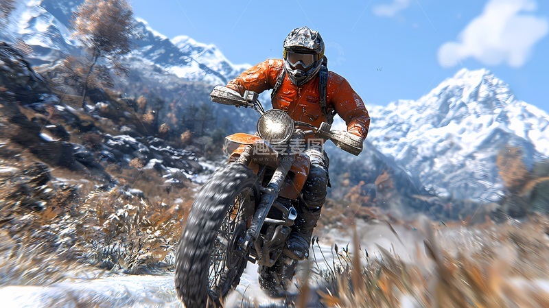 高清大图下载【趣麦麦图】雪地摩托越野赛动感画面