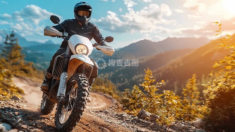 高清大图下载【趣麦麦图】山地越野摩托车骑行风景摄影