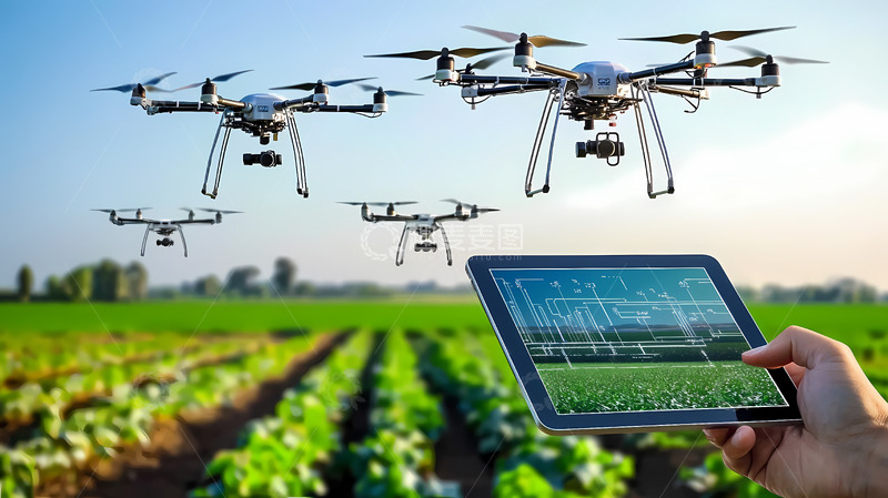高清大图下载【趣麦麦图】智慧农业无人机农田管理