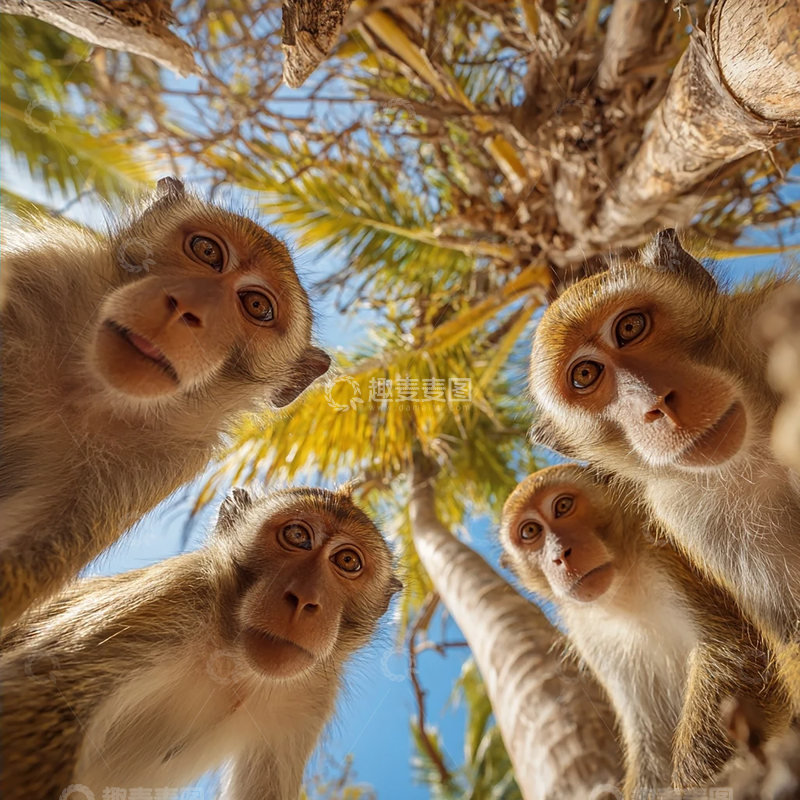 高清大图下载【趣麦麦图】热带树冠下的猫咪奇遇