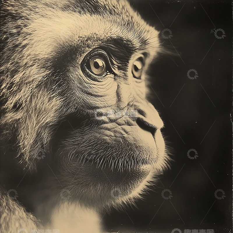 高清大图下载【趣麦麦图】静谧之眼：猿猴凝视未来的深邃
