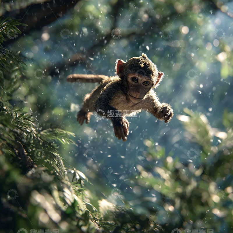 高清大图下载【趣麦麦图】翱翔于森林深处的勇敢小兽