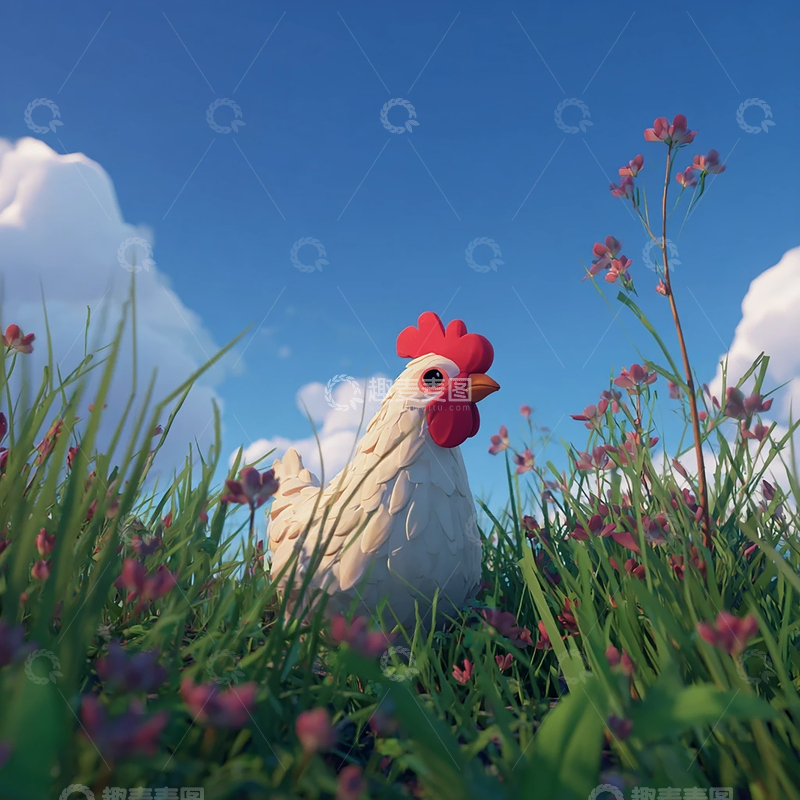 高清大图下载【趣麦麦图】田野间的奇幻小鸡巡游