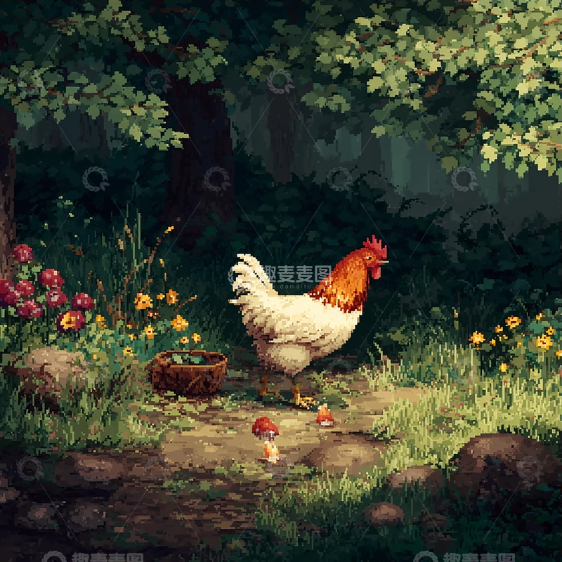 高清大图下载【趣麦麦图】森林深处的鸡鸣晨曦