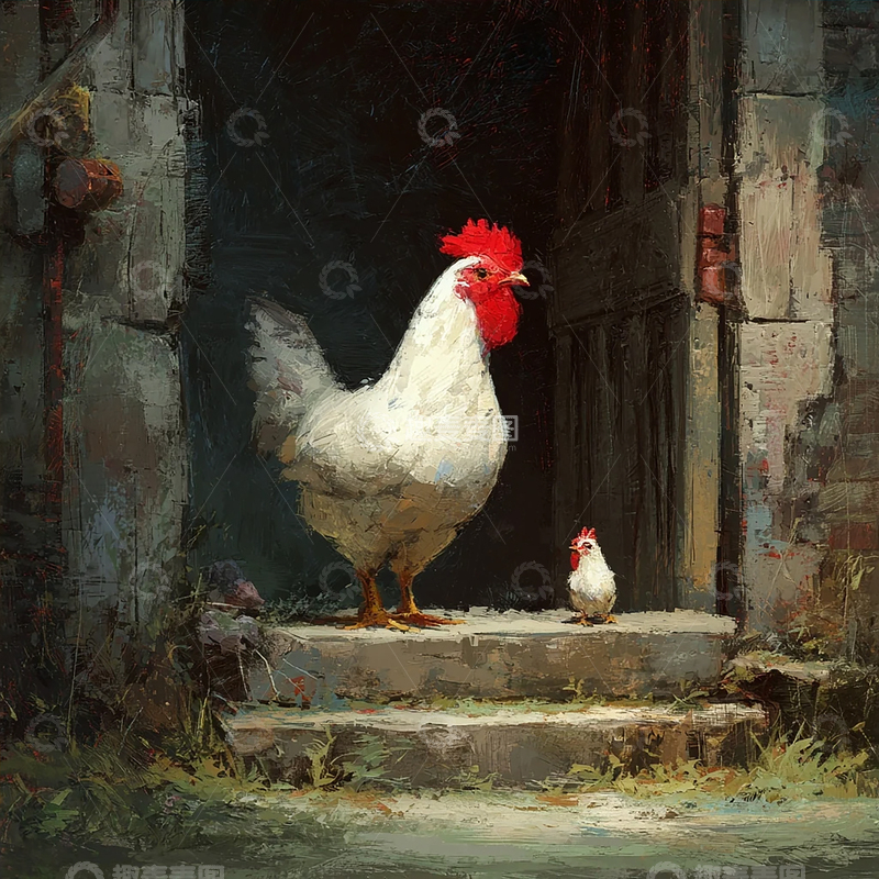 高清大图下载【趣麦麦图】乡村鸡舍的静谧晨光