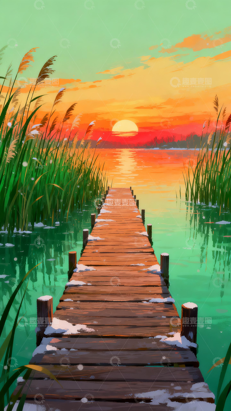 高清大图下载【趣麦麦图】水面上的木栈道4