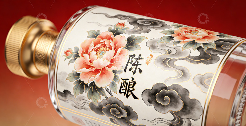 高清大图下载【趣麦麦图】中国风陈酿酒瓶装饰设计