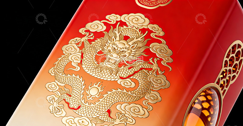 高清大图下载【趣麦麦图】红色金龙陶瓷罐子装饰图案