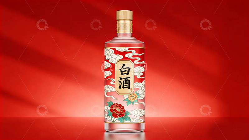 高清大图下载【趣麦麦图】红色背景白酒包装设计