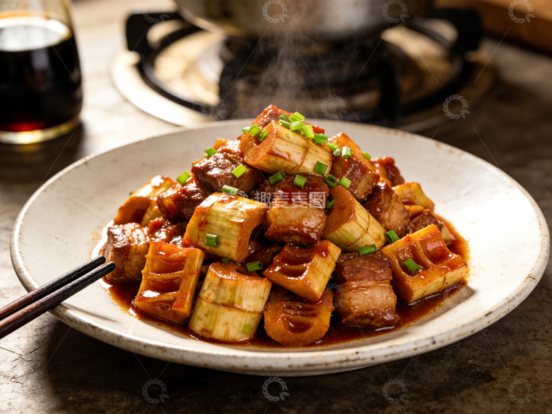 高清大图下载【趣麦麦图】中式红烧肉豆腐美食摄影