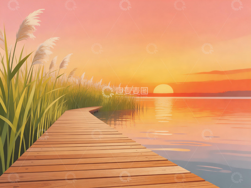 高清大图下载【趣麦麦图】水面上的木栈道2