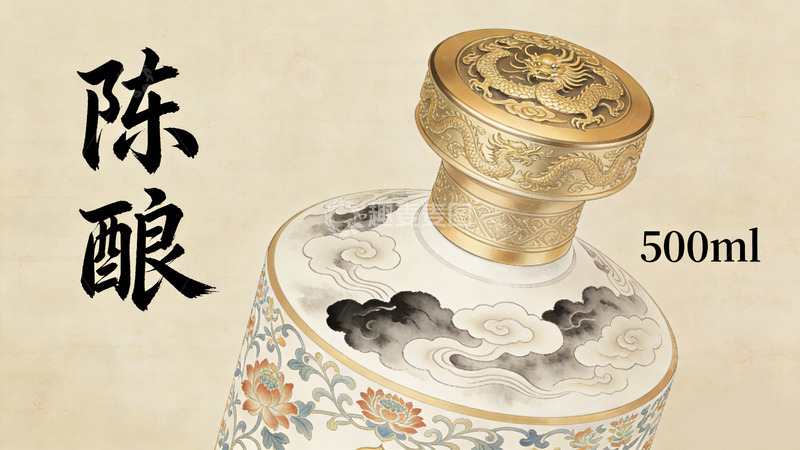 高清大图下载【趣麦麦图】传统风格陈酿酒瓶设计素材