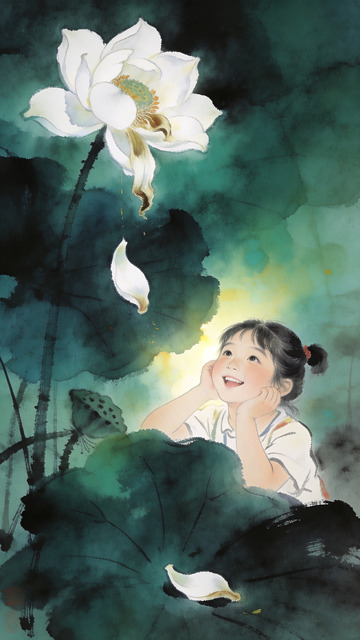 朦胧晕染氛围水彩画