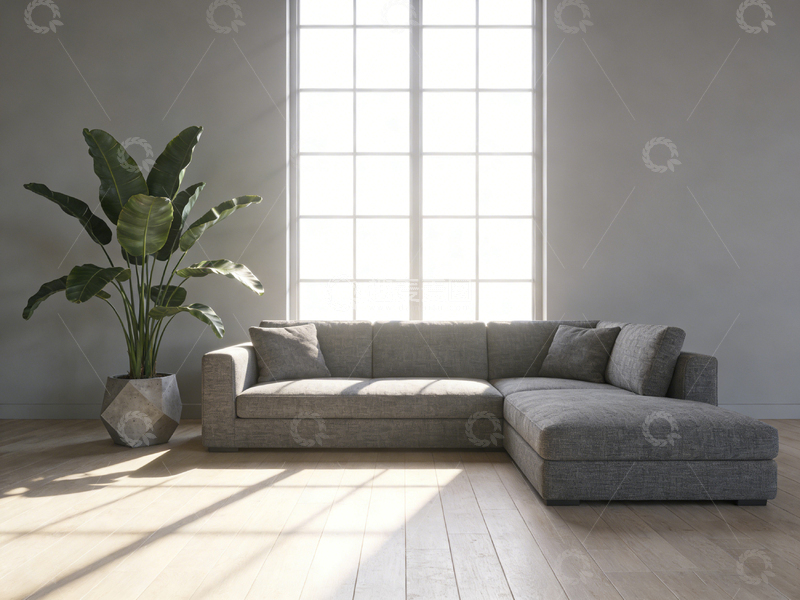 高清大图下载【趣麦麦图】简约灰色沙发室内装饰设计