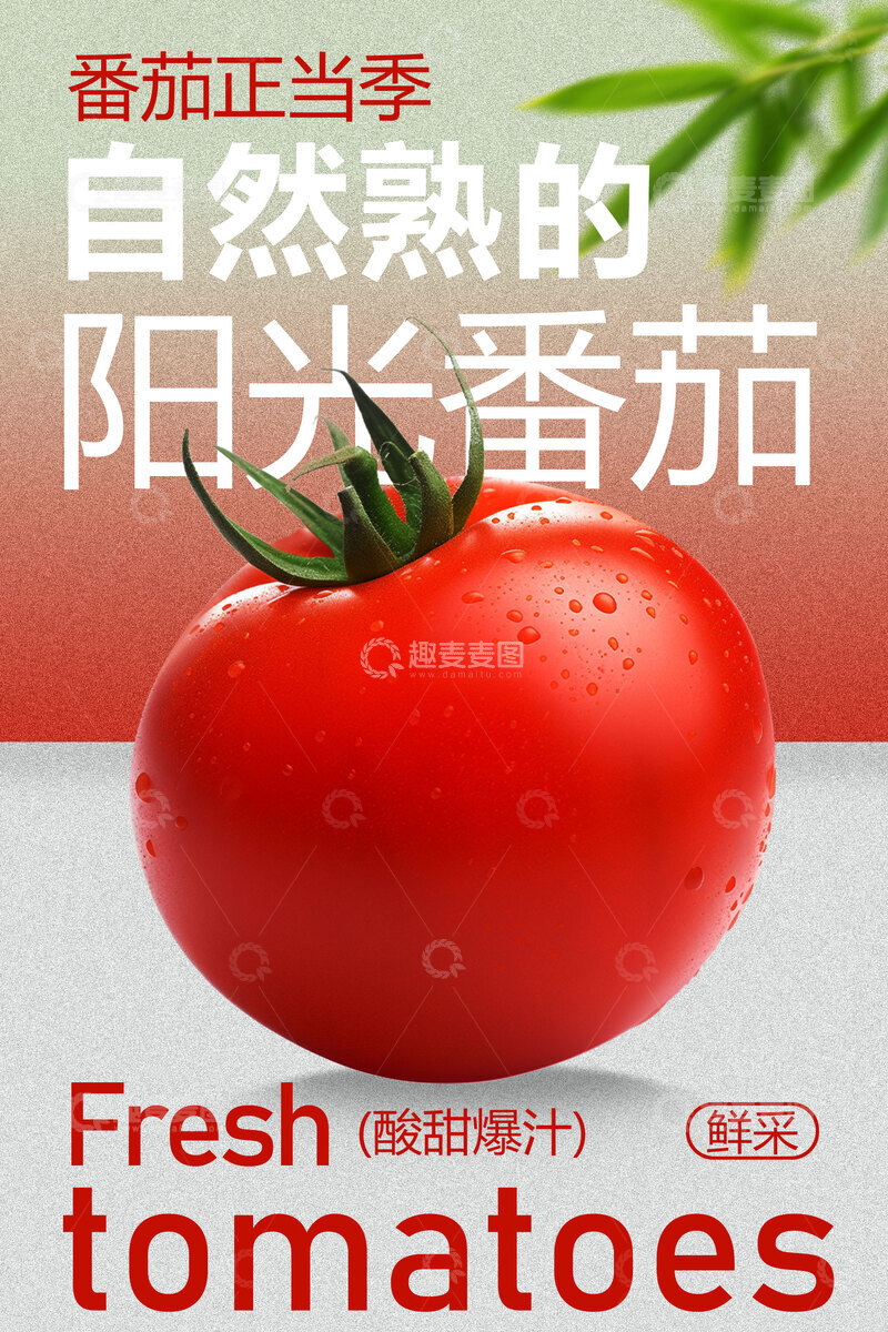 源文件下载【趣麦麦图】阳光熟番茄新鲜水果海报