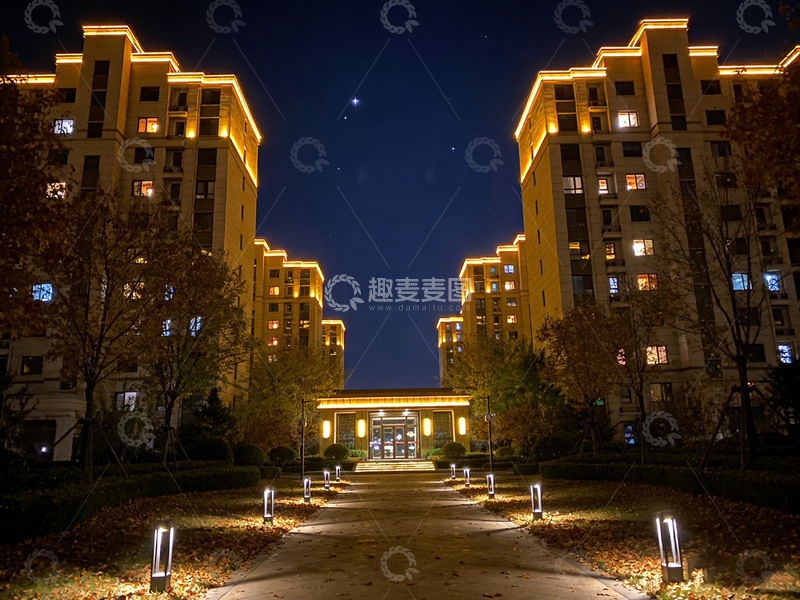 高清大图下载【趣麦麦图】夜景现代住宅区摄影