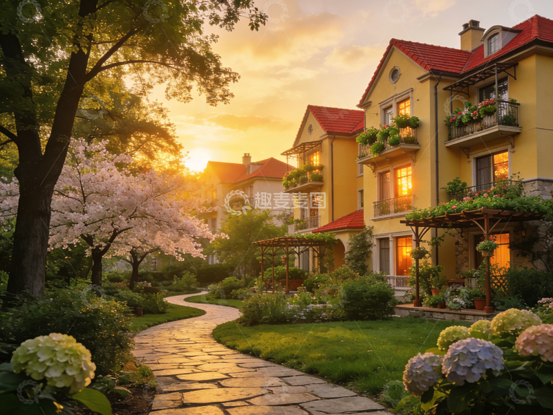 高清大图下载【趣麦麦图】欧式别墅花园美景