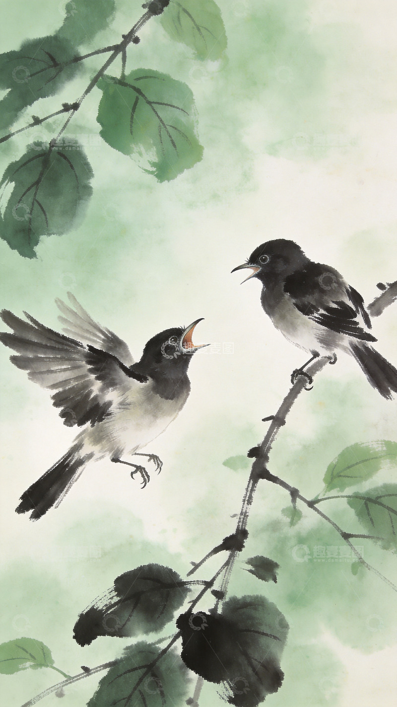 高清大图下载【趣麦麦图】展现两只小鸟