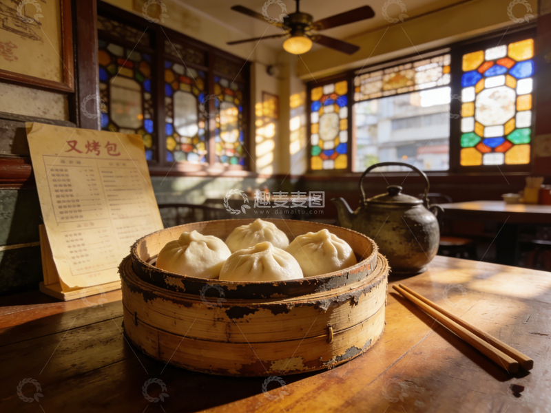 高清大图下载【趣麦麦图】传统中餐馆小笼包美食摄影