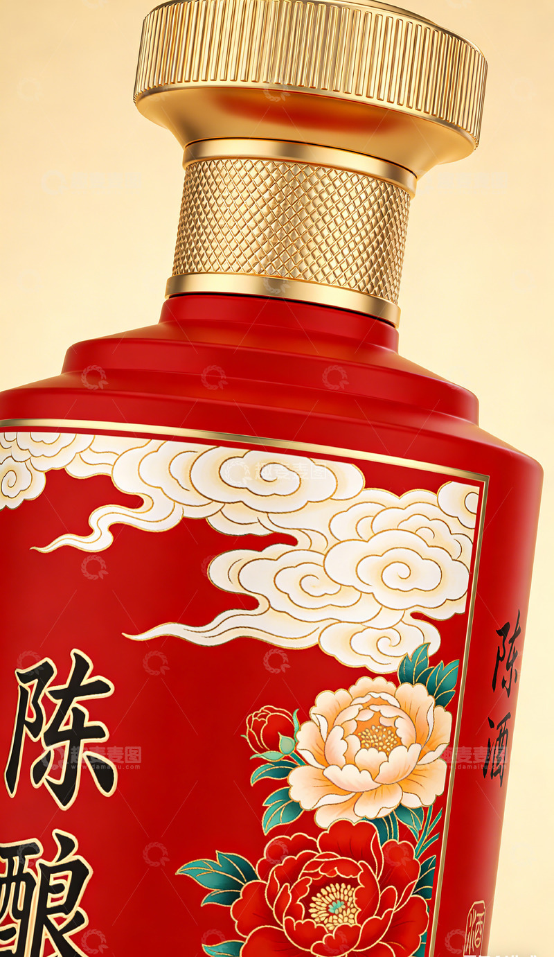 高清大图下载【趣麦麦图】红色酱香型白酒包装设计素材