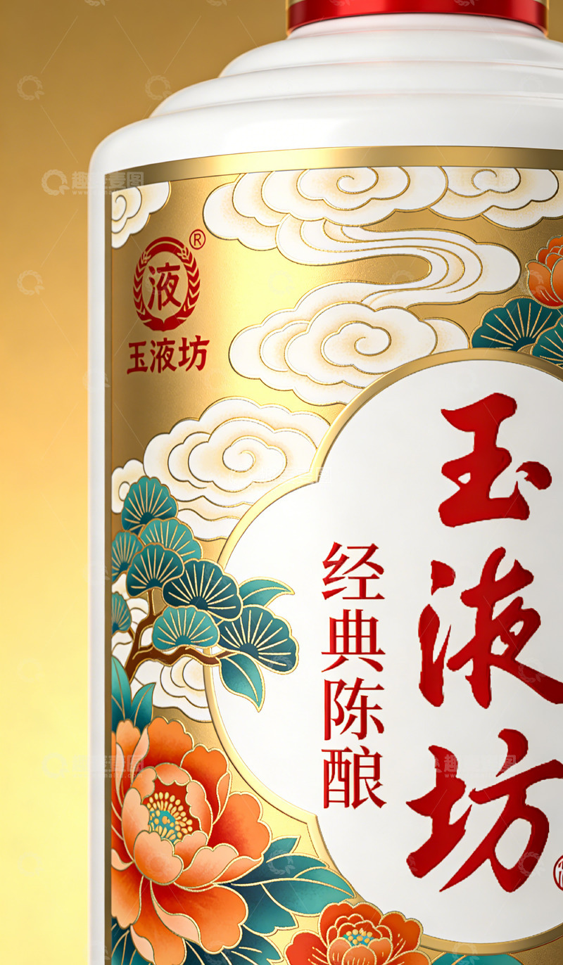 高清大图下载【趣麦麦图】玉液坊经典陈酿酒瓶设计素材