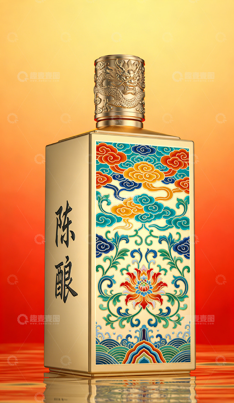 高清大图下载【趣麦麦图】传统风格陈酿酒瓶设计素材