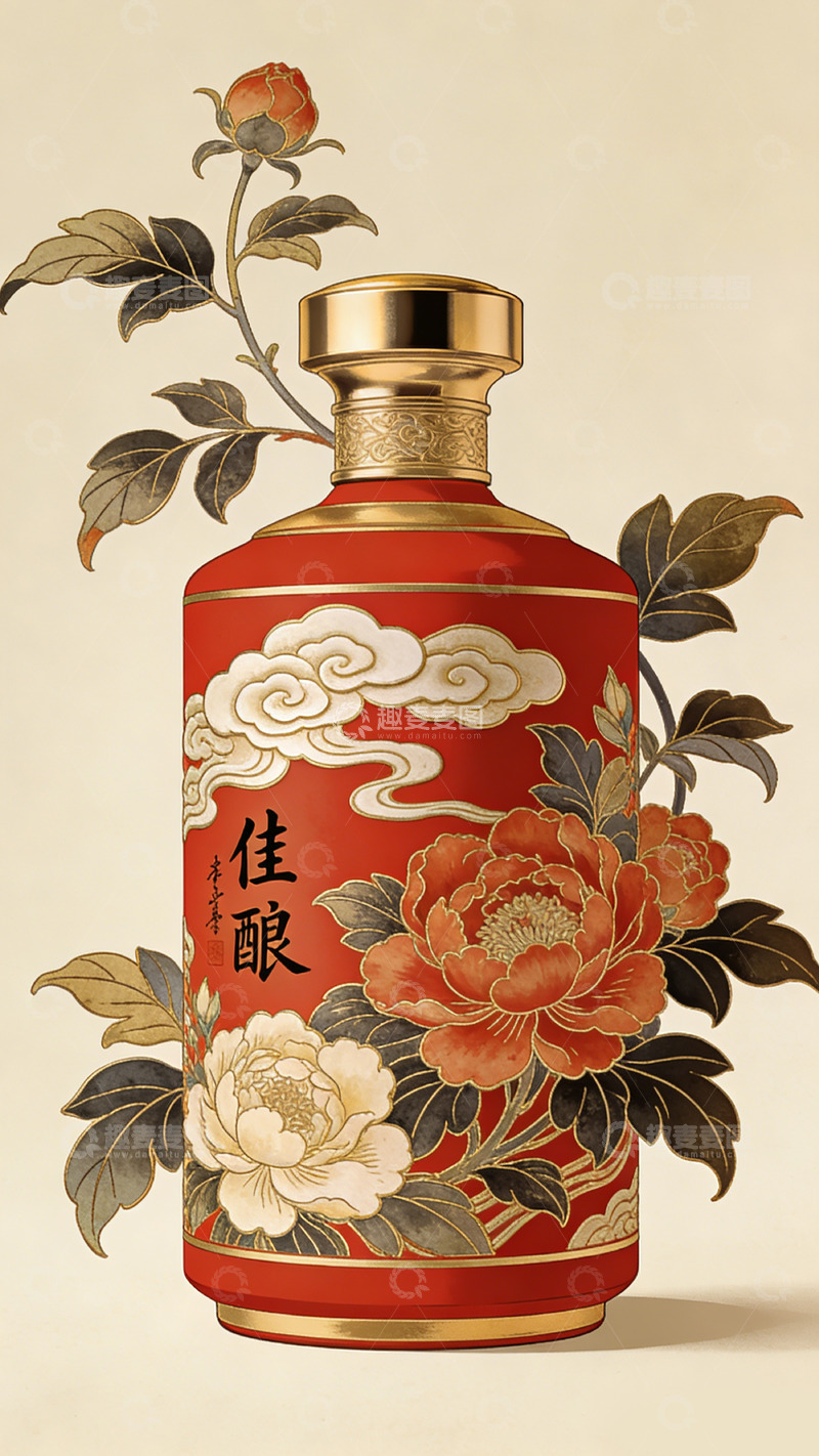 高清大图下载【趣麦麦图】中国风佳酿酒瓶设计素材