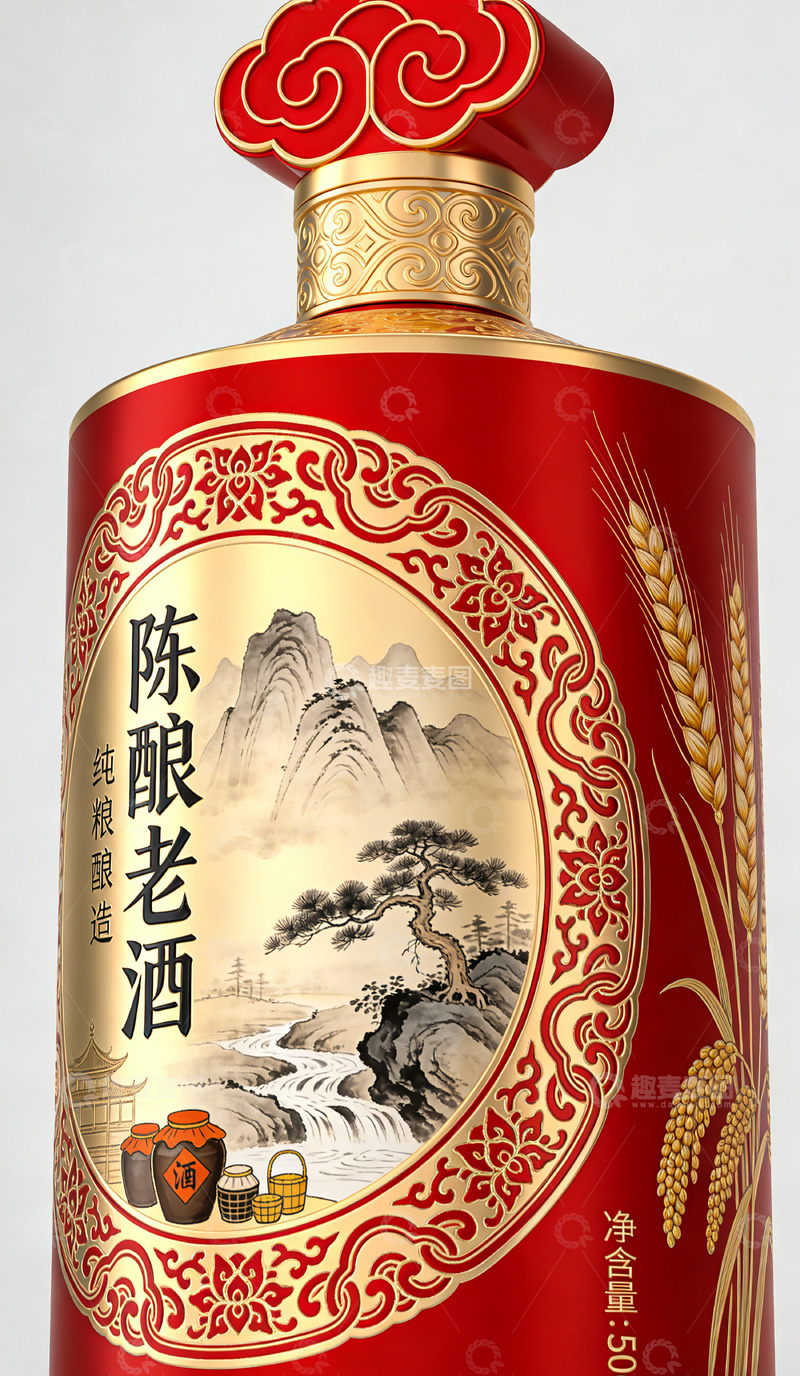 高清大图下载【趣麦麦图】传统中国风陈年老酒包装设计