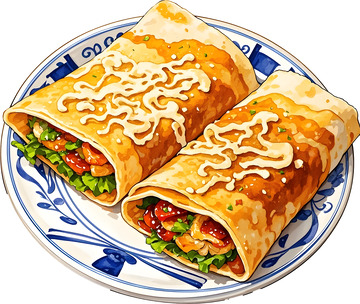 卡通煎饼果子美食插画