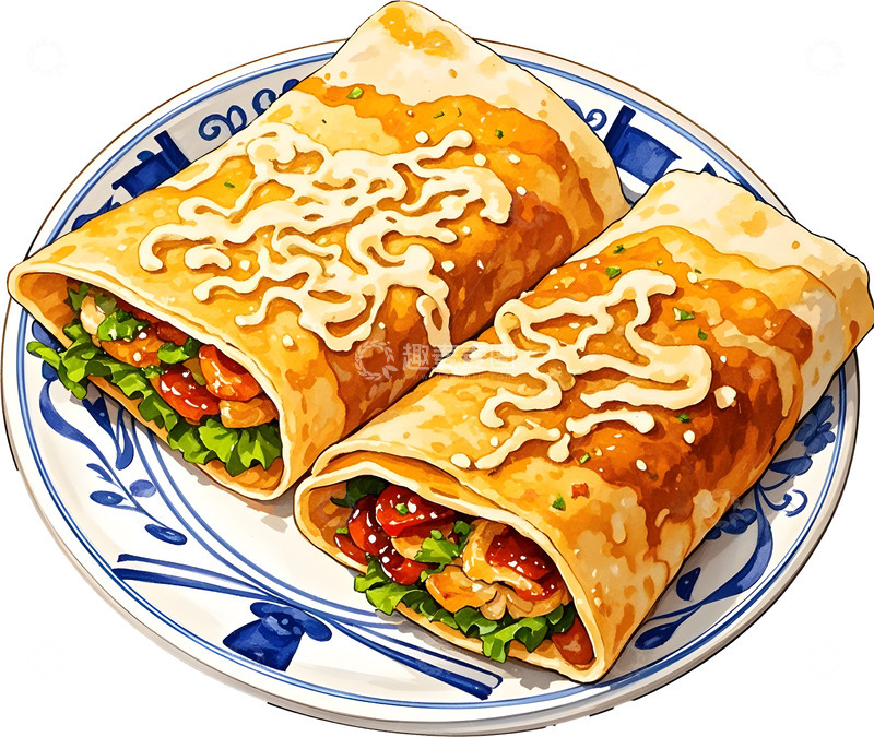 高清大图下载【趣麦麦图】卡通煎饼果子美食插画