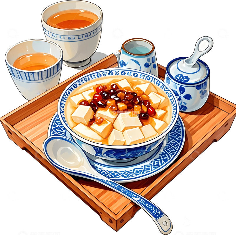 高清大图下载【趣麦麦图】美食插画豆腐脑