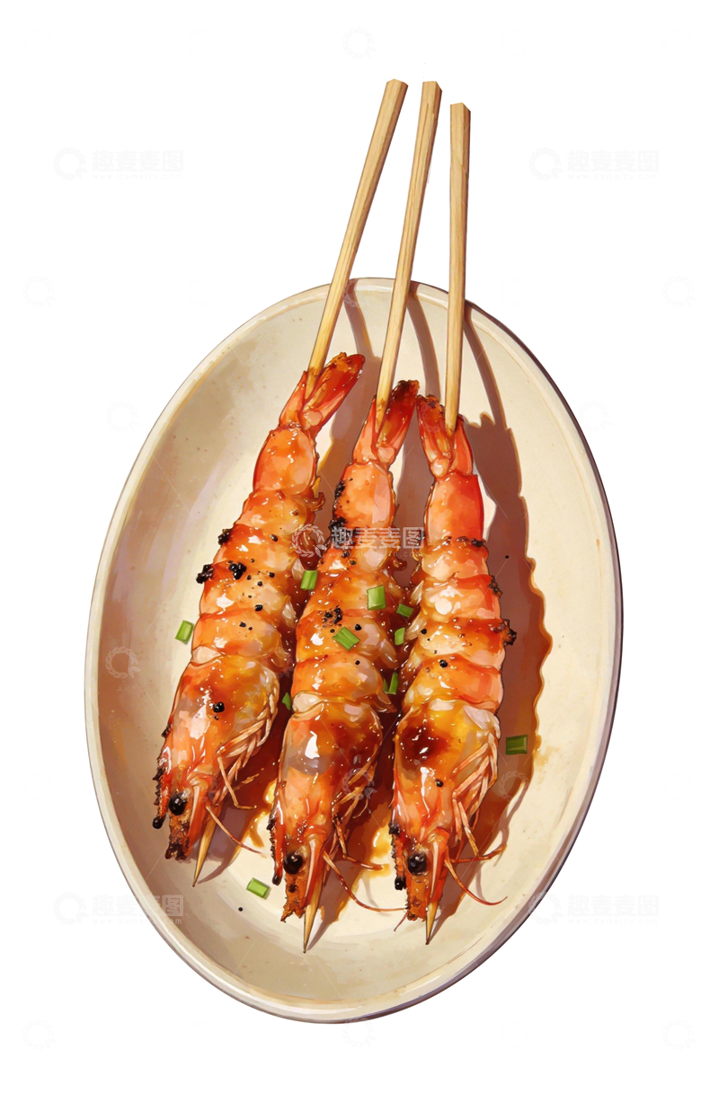 源文件下载【趣麦麦图】漫画风格烤罗氏虾3