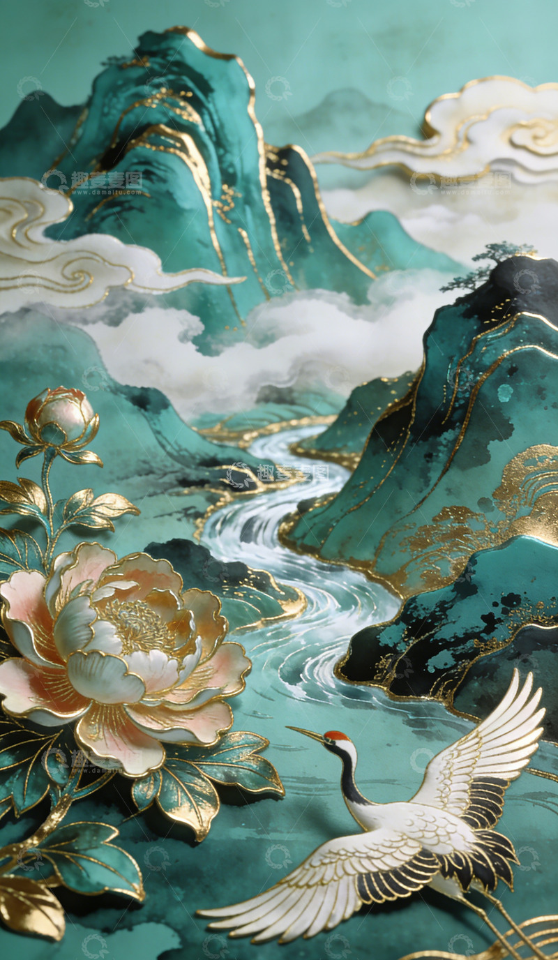 高清大图下载【趣麦麦图】东方意境山水花鸟装饰画