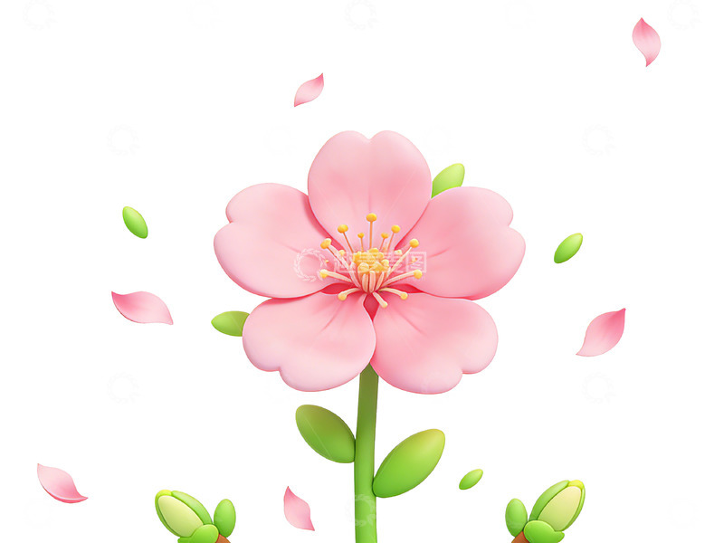 高清大图下载【趣麦麦图】粉色樱花春季插画元素