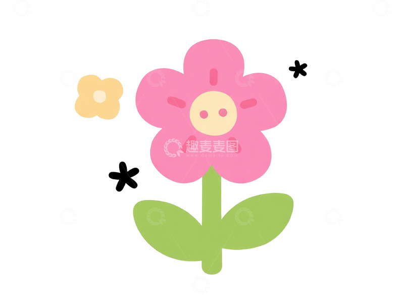 高清大图下载【趣麦麦图】卡通花朵插画设计素材
