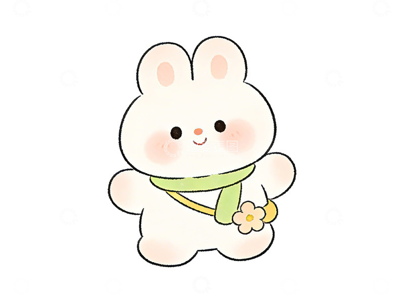 高清大图下载【趣麦麦图】卡通兔玩偶插画素材