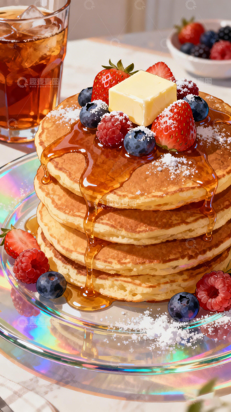 高清大图下载【趣麦麦图】美味早餐煎饼水果饮料