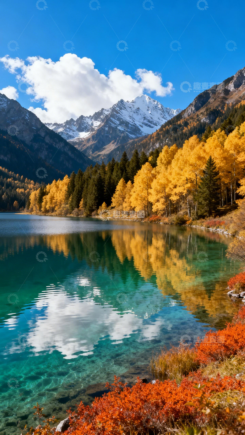 高清大图下载【趣麦麦图】秋色山水倒影美景