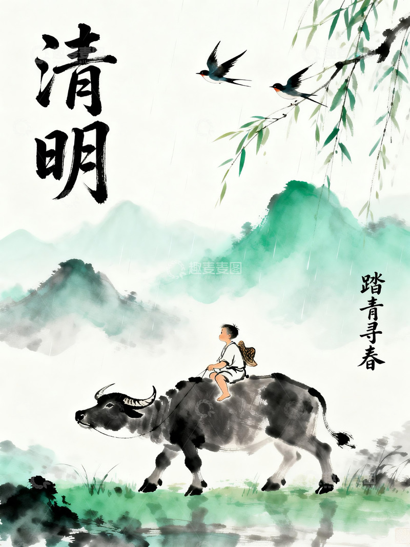 高清大图下载【趣麦麦图】清明节竖版商业海报5