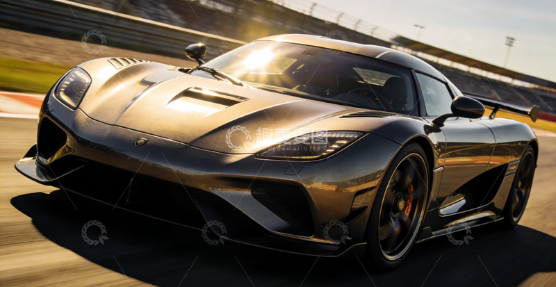 高清大图下载【趣麦麦图】赛道跑车金色飞驰