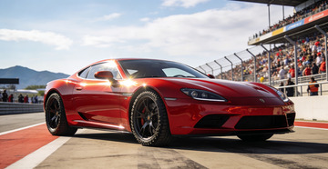 赛车红色跑车赛道风光摄影