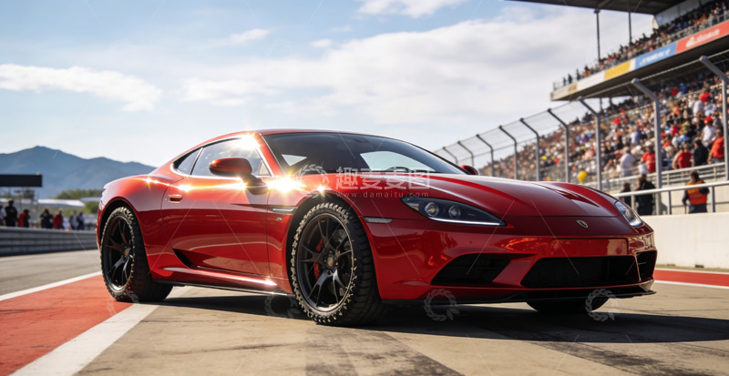 高清大图下载【趣麦麦图】赛车红色跑车赛道风光摄影