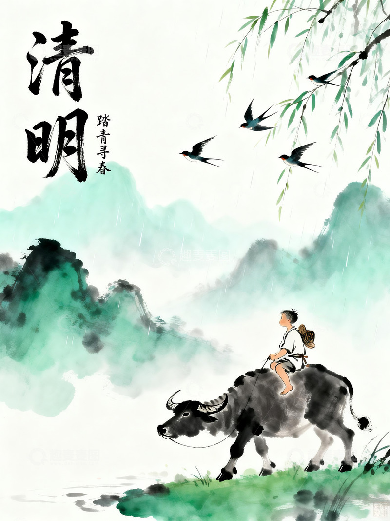 高清大图下载【趣麦麦图】清明节竖版商业海报3